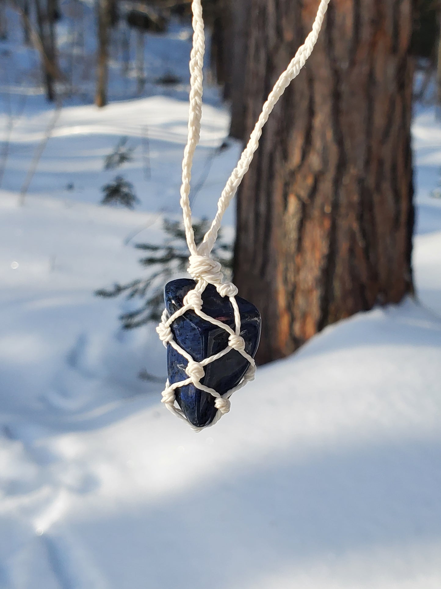 Collier avec Pierre Précieuse Dumortierite Les sens ciels des champs