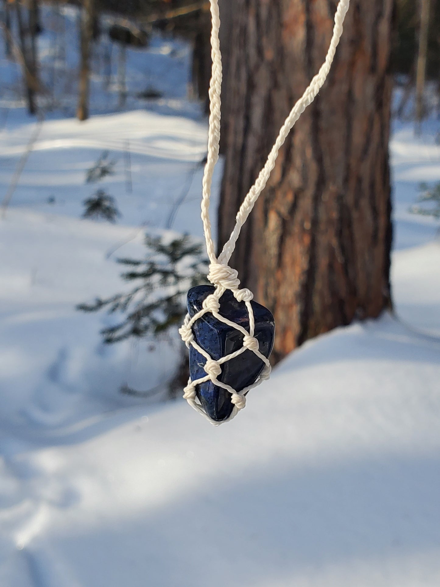 Collier avec Pierre Précieuse Dumortierite Les sens ciels des champs